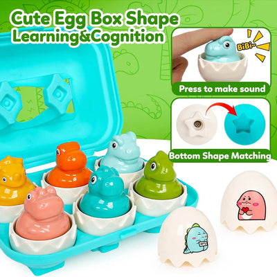 Color & Shape Matching Eggs Toy, 12 Pieces
