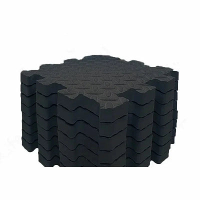 Foam Play Mat, 8 Interlocking Tiles, 1 in Thick, black