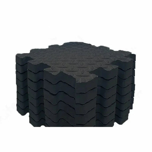 Foam Play Mat, 8 Interlocking Tiles, 1 in Thick, black