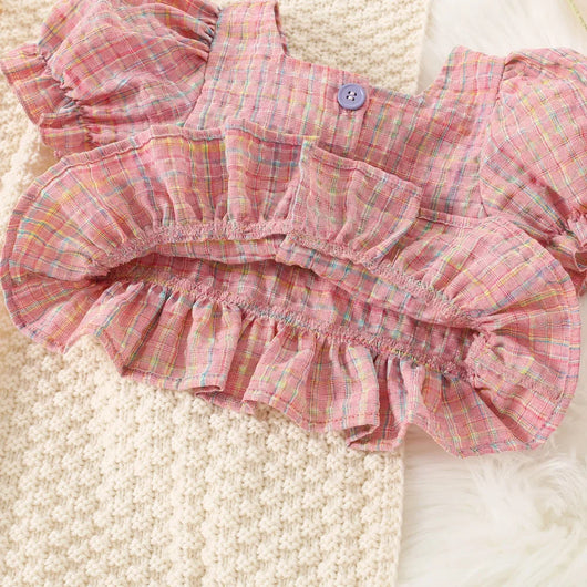 Baby Girl Plaid Top and Shorts Set, product photo 5