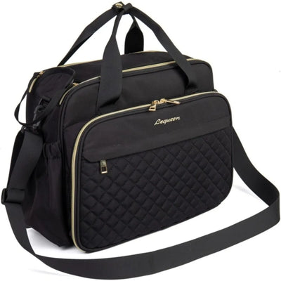 Crossbody Diaper Bag with 18 Pockets, black