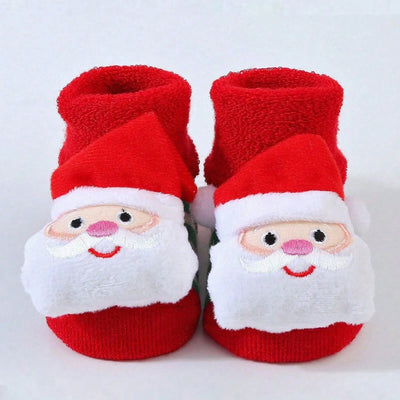 Christmas Baby Socks with 3D Santa & Reindeer