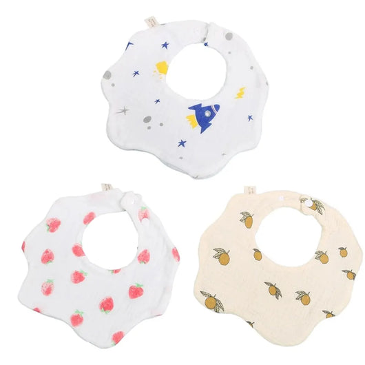 Cotton Muslin Baby Bibs, 3 Pack, Airship fruit