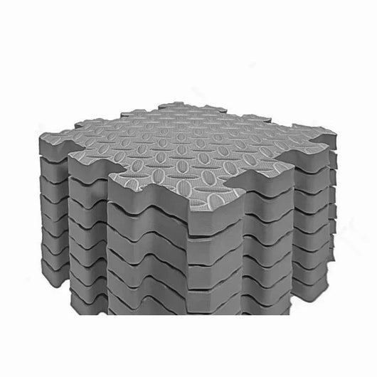 Foam Play Mat, 8 Interlocking Tiles, 1 in Thick, gray