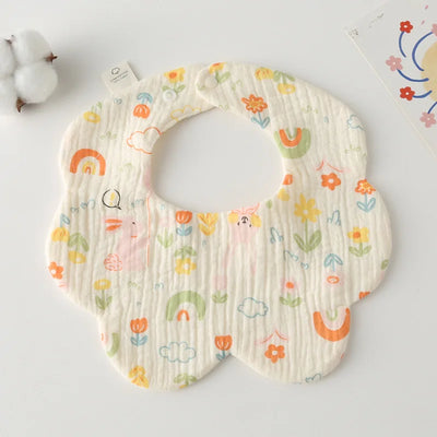 Muslin Baby Bib, Petal Shape, Garden rabbit