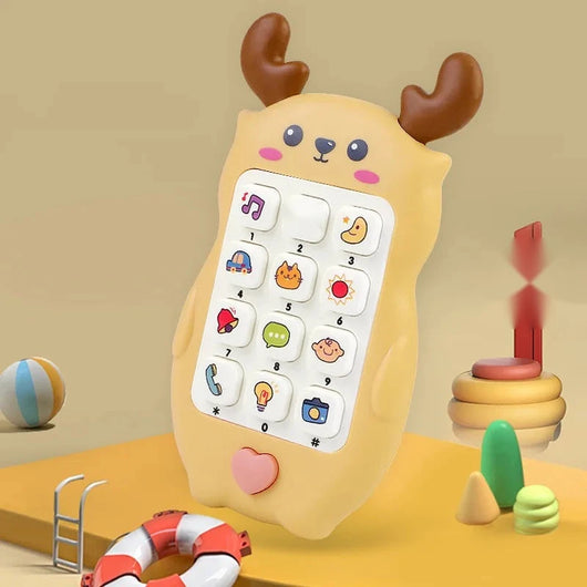 Baby Phone Toy with Music, Lights and Teether, Yellow deer