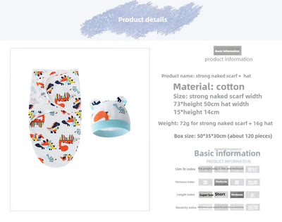 Cotton Swaddle Wrap with Hat