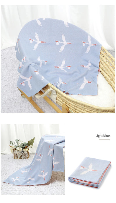 Cotton Knit Baby Blanket, 35 × 28 in