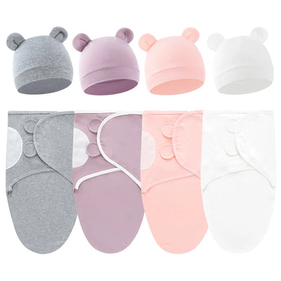 Cotton Swaddle Wrap with Hat