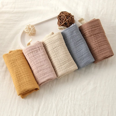 Muslin Baby Washcloths, 6-Layer Cotton, 3 or 5 Pack, 5-pack, muted solids