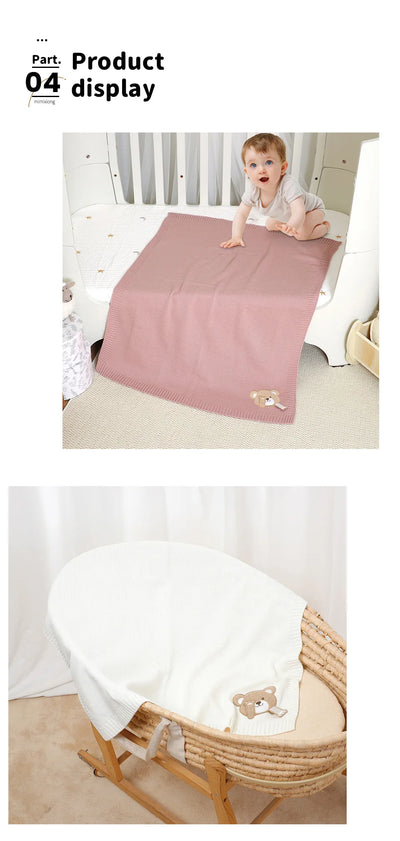 Knit Teddy Bear Baby Blanket