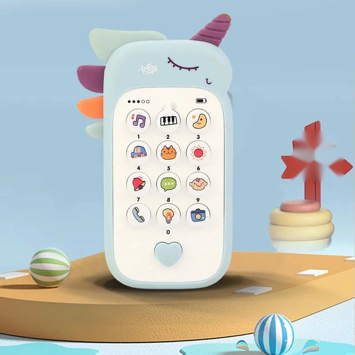 Baby Phone Toy with Music, Lights and Teether, Blue unicorn