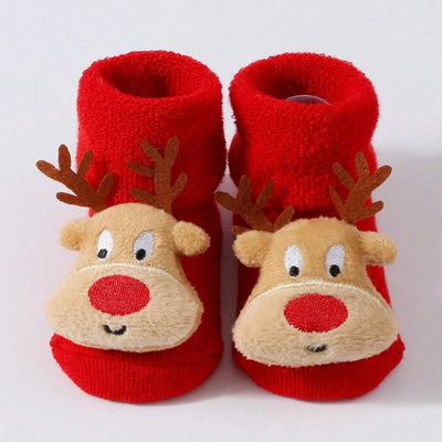 Christmas Baby Socks with 3D Santa & Reindeer