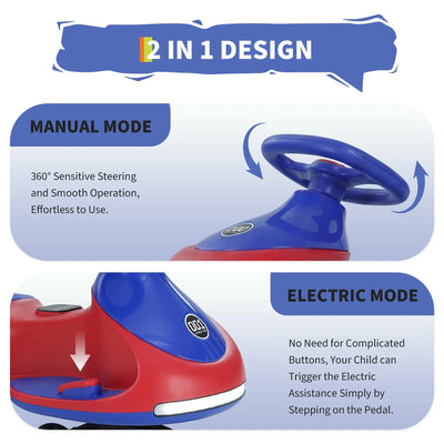 12V Electric Wiggle Car with Pedal & Lights