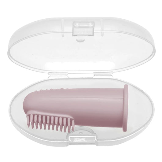 Baby Finger Toothbrush, Silicone, with Case, Pink
