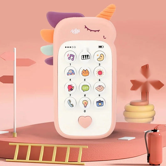 Baby Phone Toy with Music, Lights and Teether, Pink unicorn