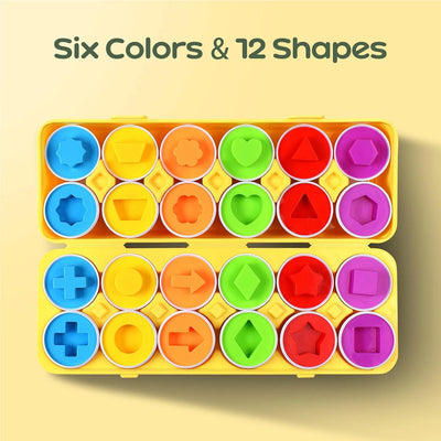 Color & Shape Matching Eggs Toy, 12 Pieces