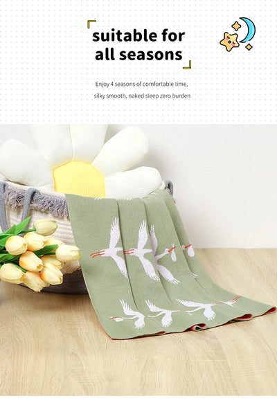 Cotton Knit Baby Blanket, 35 × 28 in