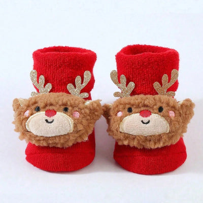 Christmas Baby Socks with 3D Santa & Reindeer