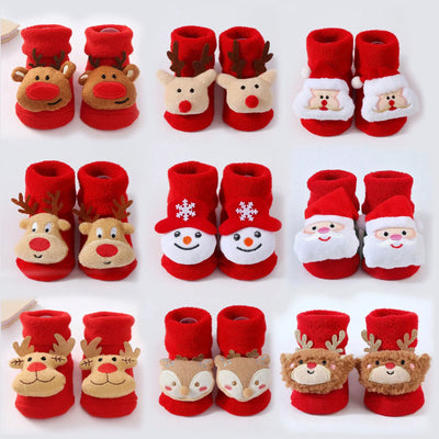 Christmas Baby Socks with 3D Santa & Reindeer