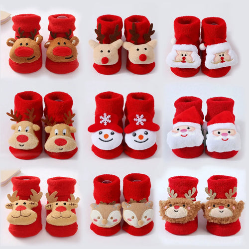 Christmas Baby Socks with 3D Santa & Reindeer