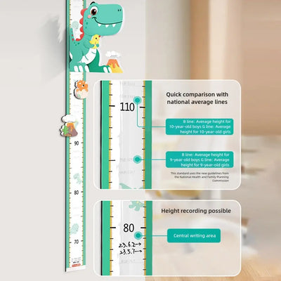 3D Animal Height Chart Wall Stickers