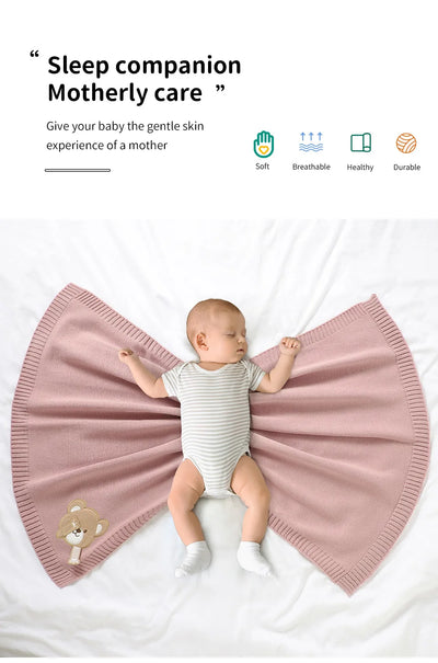 Knit Teddy Bear Baby Blanket