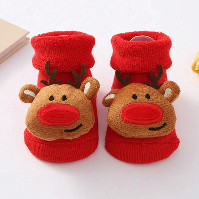 Christmas Baby Socks with 3D Santa & Reindeer
