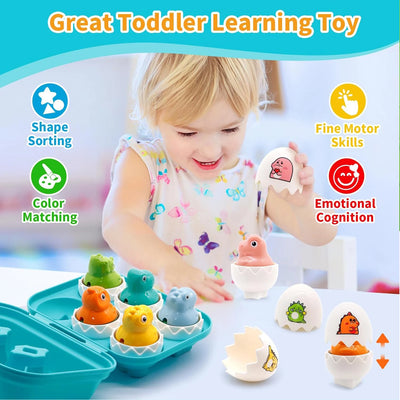 Color & Shape Matching Eggs Toy, 12 Pieces