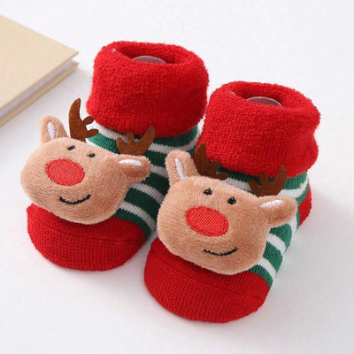 Christmas Baby Socks with 3D Santa & Reindeer