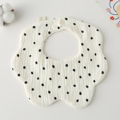 Muslin Baby Bib, Petal Shape, Big dot