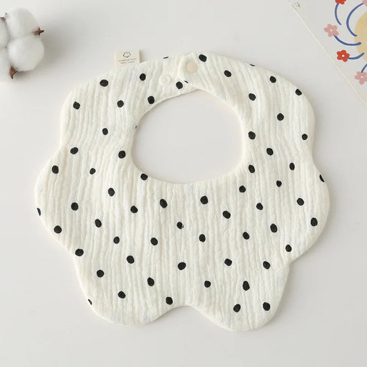 Muslin Baby Bib, Petal Shape, Big dot