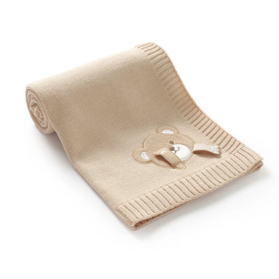 Knit Teddy Bear Baby Blanket