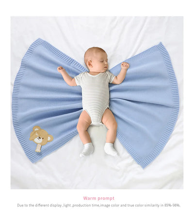 Knit Teddy Bear Baby Blanket