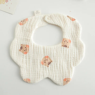 Muslin Baby Bib, Petal Shape, Cute squirrel