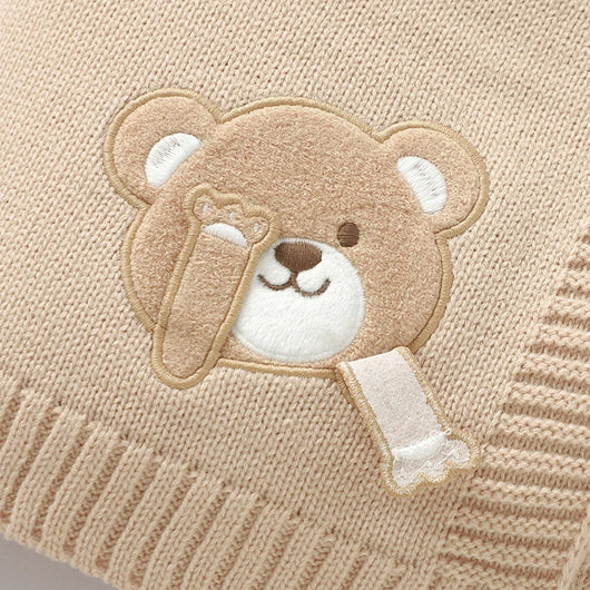Knit Teddy Bear Baby Blanket