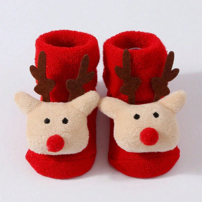 Christmas Baby Socks with 3D Santa & Reindeer