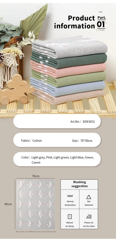 Cotton Knit Baby Blanket, 35 × 28 in