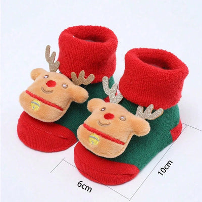 Christmas Baby Socks with 3D Santa & Reindeer