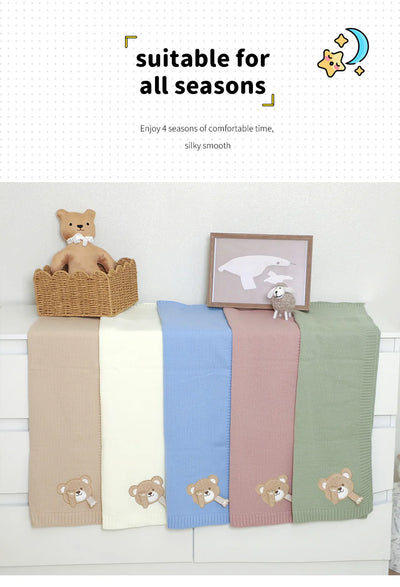 Knit Teddy Bear Baby Blanket