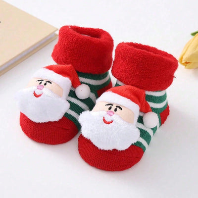 Christmas Baby Socks with 3D Santa & Reindeer