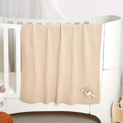 Knit Teddy Bear Baby Blanket