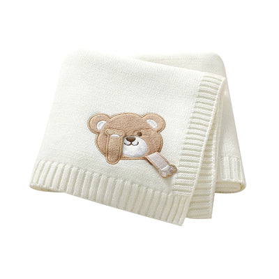 Knit Teddy Bear Baby Blanket