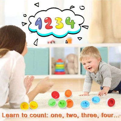 Color & Shape Matching Eggs Toy, 12 Pieces