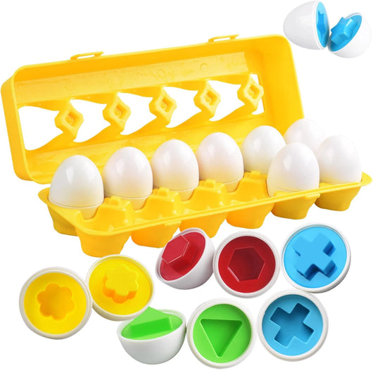 Color & Shape Matching Eggs Toy, 12 Pieces