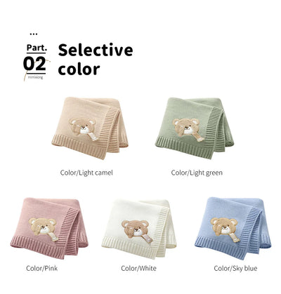 Knit Teddy Bear Baby Blanket