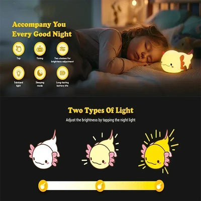 Axolotl Silicone Night Light, Rechargeable