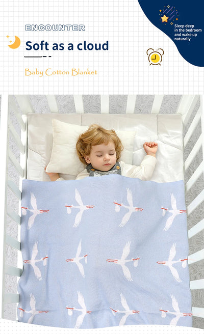 Cotton Knit Baby Blanket, 35 × 28 in