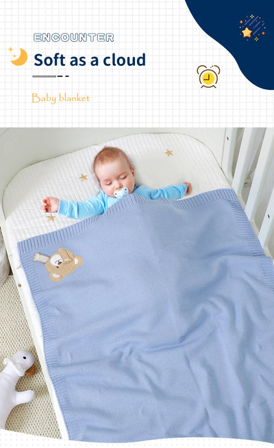Knit Teddy Bear Baby Blanket
