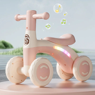 Baby Glider Bike, 4-Wheel Ride-On, Pink